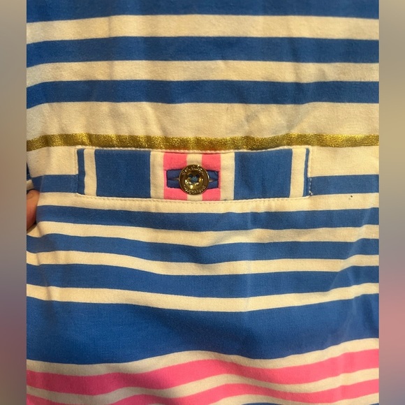 Lilly Pulitzer Lena Shift Dress Lapis Blue Tiki Stripe Stretch Medium
(M) - Picture 3 of 10